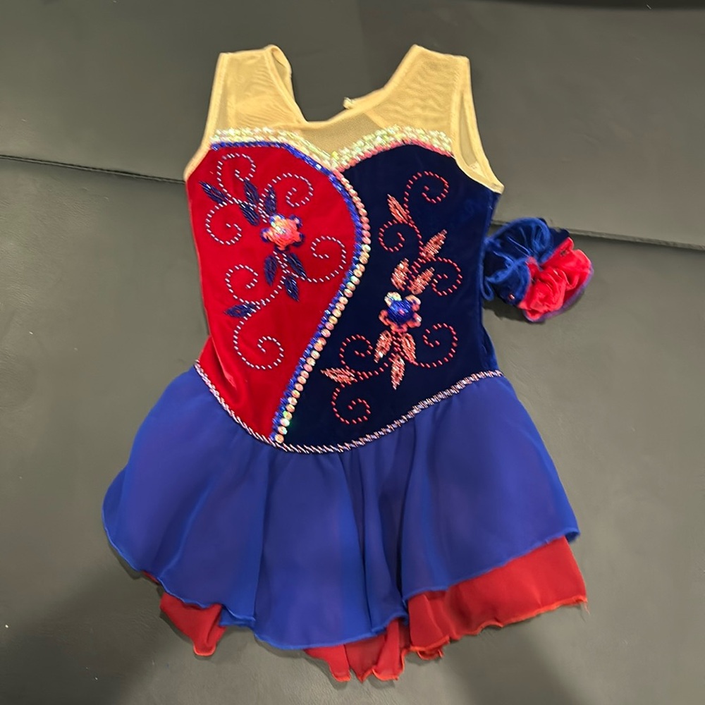 Handmade couture performance leotard ice skate  dance baton twirling march solo